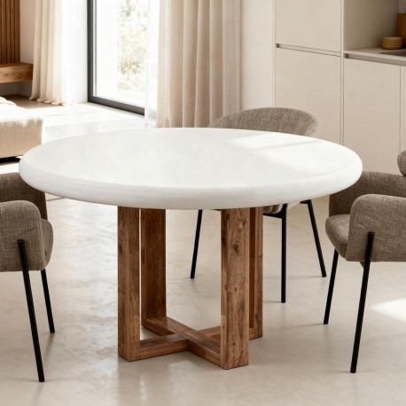 MESA DE COMEDOR DE CEMENTO GFRC VIOLETTE PARA INTERIOR Y EXTERIOR ESTILO NÓRDICO