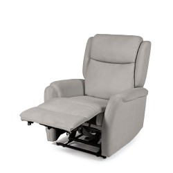 SILLÓN RELAX ELECTRICO CON TEJIDO ANTIMANCHAS GRIS CLARO AKARI PARA SALÓN ESTILO CONTEMPORÁNEO