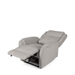 SILLÓN RELAX ELECTRICO CON TEJIDO ANTIMANCHAS GRIS CLARO AKARI PARA SALÓN ESTILO CONTEMPORÁNEO