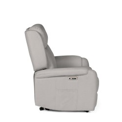 SILLÓN RELAX ELECTRICO CON TEJIDO ANTIMANCHAS GRIS CLARO AKARI PARA SALÓN ESTILO CONTEMPORÁNEO