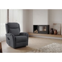 SILLÓN RELAX ELECTRICO CON TEJIDO ANTIMANCHAS GRIS OSCURO AKARI PARA SALÓN ESTILO CONTEMPORÁNEO