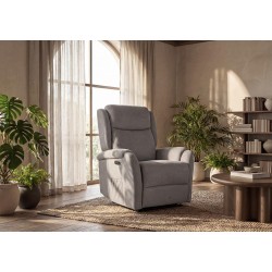 SILLÓN RELAX ELECTRICO CON TEJIDO ANTIMANCHAS TAUPE AKARI PARA SALÓN ESTILO CONTEMPORÁNEO