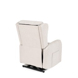 SILLÓN RELAX ELECTRICO CON ELEVADOR EN TEJIDO ANTIMANCHAS BEIGE SAORI PARA SALÓN CONTEMPORÁNEO