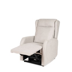 SILLÓN RELAX ELECTRICO CON ELEVADOR EN TEJIDO ANTIMANCHAS BEIGE SAORI PARA SALÓN CONTEMPORÁNEO