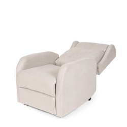 SILLÓN RELAX ELECTRICO CON ELEVADOR EN TEJIDO ANTIMANCHAS BEIGE SAORI PARA SALÓN CONTEMPORÁNEO