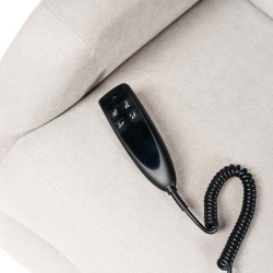 SILLÓN RELAX ELECTRICO CON ELEVADOR EN TEJIDO ANTIMANCHAS BEIGE SAORI PARA SALÓN CONTEMPORÁNEO