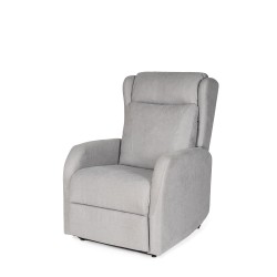 SILLÓN RELAX ELECTRICO CON ELEVADOR EN TEJIDO ANTIMANCHAS GRIS CLARO SAORI PARA SALÓN CONTEMPORÁNEO