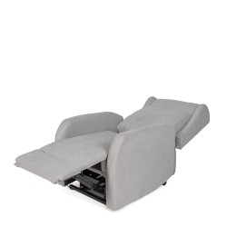 SILLÓN RELAX ELECTRICO CON ELEVADOR EN TEJIDO ANTIMANCHAS GRIS CLARO SAORI PARA SALÓN CONTEMPORÁNEO