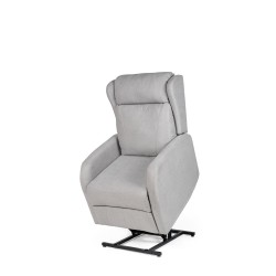 SILLÓN RELAX ELECTRICO CON ELEVADOR EN TEJIDO ANTIMANCHAS GRIS CLARO SAORI PARA SALÓN CONTEMPORÁNEO