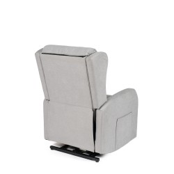 SILLÓN RELAX ELECTRICO CON ELEVADOR EN TEJIDO ANTIMANCHAS GRIS CLARO SAORI PARA SALÓN CONTEMPORÁNEO