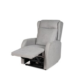 SILLÓN RELAX ELECTRICO CON ELEVADOR EN TEJIDO ANTIMANCHAS GRIS CLARO SAORI PARA SALÓN CONTEMPORÁNEO