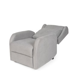 SILLÓN RELAX ELECTRICO CON ELEVADOR EN TEJIDO ANTIMANCHAS GRIS CLARO SAORI PARA SALÓN CONTEMPORÁNEO
