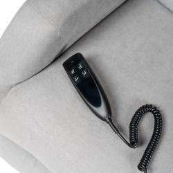 SILLÓN RELAX ELECTRICO CON ELEVADOR EN TEJIDO ANTIMANCHAS GRIS CLARO SAORI PARA SALÓN CONTEMPORÁNEO