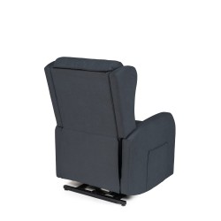 SILLÓN RELAX ELECTRICO CON ELEVADOR EN TEJIDO ANTIMANCHAS GRIS OSCURO SAORI PARA SALÓN CONTEMPORÁNEO