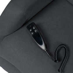 SILLÓN RELAX ELECTRICO CON ELEVADOR EN TEJIDO ANTIMANCHAS GRIS OSCURO SAORI PARA SALÓN CONTEMPORÁNEO