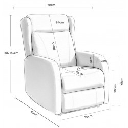 SILLÓN RELAX ELECTRICO CON ELEVADOR EN TEJIDO ANTIMANCHAS GRIS OSCURO SAORI PARA SALÓN CONTEMPORÁNEO