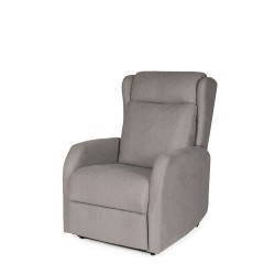 SILLÓN RELAX ELECTRICO CON ELEVADOR EN TEJIDO ANTIMANCHAS TAUPE SAORI PARA SALÓN CONTEMPORÁNEO