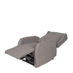 SILLÓN RELAX ELECTRICO CON ELEVADOR EN TEJIDO ANTIMANCHAS TAUPE SAORI PARA SALÓN CONTEMPORÁNEO