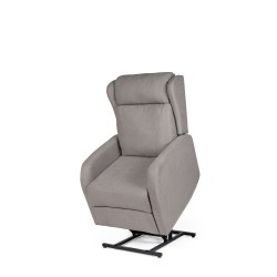 SILLÓN RELAX ELECTRICO CON ELEVADOR EN TEJIDO ANTIMANCHAS TAUPE SAORI PARA SALÓN CONTEMPORÁNEO