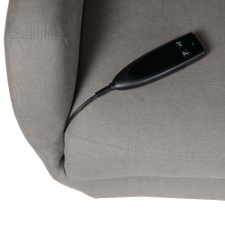 SILLÓN RELAX ELECTRICO CON ELEVADOR EN TEJIDO ANTIMANCHAS TAUPE SAORI PARA SALÓN CONTEMPORÁNEO