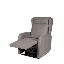 SILLÓN RELAX ELECTRICO CON ELEVADOR EN TEJIDO ANTIMANCHAS TAUPE SAORI PARA SALÓN CONTEMPORÁNEO