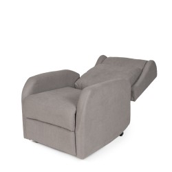 SILLÓN RELAX ELECTRICO CON ELEVADOR EN TEJIDO ANTIMANCHAS TAUPE SAORI PARA SALÓN CONTEMPORÁNEO