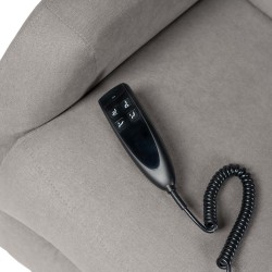SILLÓN RELAX ELECTRICO CON ELEVADOR EN TEJIDO ANTIMANCHAS TAUPE SAORI PARA SALÓN CONTEMPORÁNEO