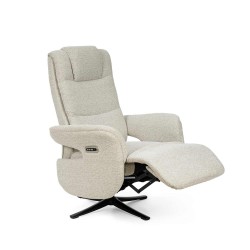 SILLÓN RELAX ELECTRICO GIRATORIO DE TELA COLOR BEIGE SATOMI PARA SALÓN CONTEMPORÁNEO