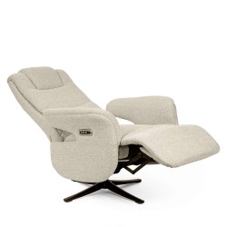 SILLÓN RELAX ELECTRICO GIRATORIO DE TELA COLOR BEIGE SATOMI PARA SALÓN CONTEMPORÁNEO