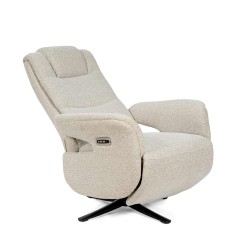 SILLÓN RELAX ELECTRICO GIRATORIO DE TELA COLOR BEIGE SATOMI PARA SALÓN CONTEMPORÁNEO