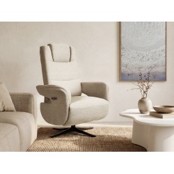 SILLÓN RELAX ELECTRICO GIRATORIO DE TELA COLOR BEIGE SATOMI PARA SALÓN CONTEMPORÁNEO