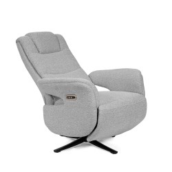 SILLÓN RELAX ELECTRICO GIRATORIO DE TELA COLOR GRIS SATOMI PARA SALÓN CONTEMPORÁNEO