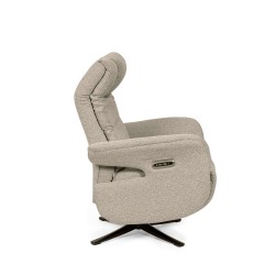 SILLÓN RELAX ELECTRICO GIRATORIO DE TELA COLOR TAUPE SATOMI PARA SALÓN CONTEMPORÁNEO