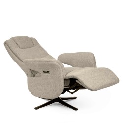 SILLÓN RELAX ELECTRICO GIRATORIO DE TELA COLOR TAUPE SATOMI PARA SALÓN CONTEMPORÁNEO