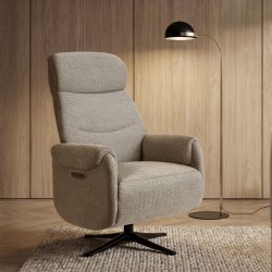 SILLÓN RELAX GIRATORIO ELECTRICO COLOR TAUPE TAMIKO PARA SALÓN ESTILO CONTEMPORÁNEO