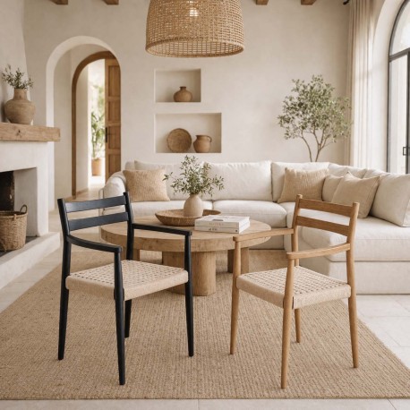 SILLA DE MADERA DE ROBLE CON BRAZOS EDNA PARA COMEDOR ESTILO NÓRDICO