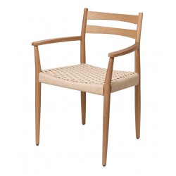 SILLA DE MADERA DE ROBLE CON BRAZOS EDNA PARA COMEDOR ESTILO NÓRDICO