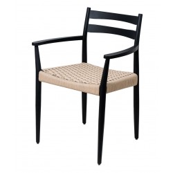 SILLA DE MADERA DE ROBLE CON BRAZOS EDNA PARA COMEDOR ESTILO NÓRDICO