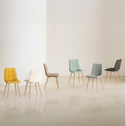 SILLA TAPIZADA EN TELA ANTIMANCHAS MINNIE PARA COMEDOR ESTILO NÓRDICO