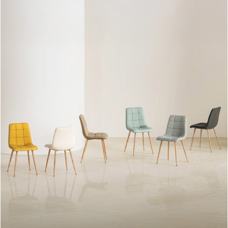 SILLA TAPIZADA EN TELA ANTIMANCHAS MINNIE PARA COMEDOR ESTILO NÓRDICO