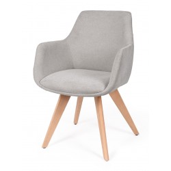 SILLA DE COMEDOR DE MADERA DE HAYA SHARON CON BRAZOS TAPIZADA ANTIMANCHAS ESTILO ESCANDINAVO