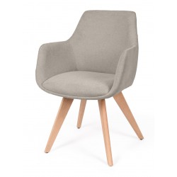 SILLA DE COMEDOR DE MADERA DE HAYA SHARON CON BRAZOS TAPIZADA ANTIMANCHAS ESTILO ESCANDINAVO