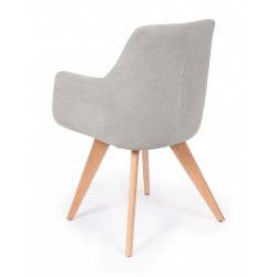 SILLA DE COMEDOR DE MADERA DE HAYA SHARON CON BRAZOS TAPIZADA ANTIMANCHAS ESTILO ESCANDINAVO