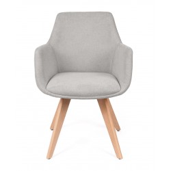 SILLA DE COMEDOR DE MADERA DE HAYA SHARON CON BRAZOS TAPIZADA ANTIMANCHAS ESTILO ESCANDINAVO