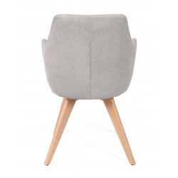 SILLA DE COMEDOR DE MADERA DE HAYA SHARON CON BRAZOS TAPIZADA ANTIMANCHAS ESTILO ESCANDINAVO