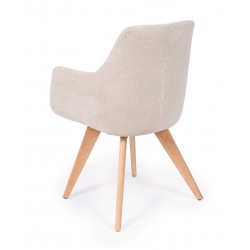 SILLA DE COMEDOR DE MADERA DE HAYA SHARON CON BRAZOS TAPIZADA ANTIMANCHAS ESTILO ESCANDINAVO