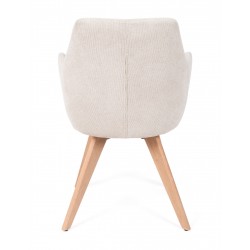 SILLA DE COMEDOR DE MADERA DE HAYA SHARON CON BRAZOS TAPIZADA ANTIMANCHAS ESTILO ESCANDINAVO