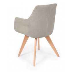 SILLA DE COMEDOR DE MADERA DE HAYA SHARON CON BRAZOS TAPIZADA ANTIMANCHAS ESTILO ESCANDINAVO