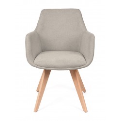 SILLA DE COMEDOR DE MADERA DE HAYA SHARON CON BRAZOS TAPIZADA ANTIMANCHAS ESTILO ESCANDINAVO