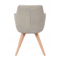 SILLA DE COMEDOR DE MADERA DE HAYA SHARON CON BRAZOS TAPIZADA ANTIMANCHAS ESTILO ESCANDINAVO